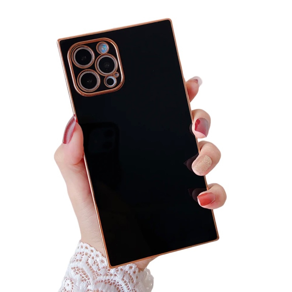 iPhone 13 Pro square case black w/gold color trim